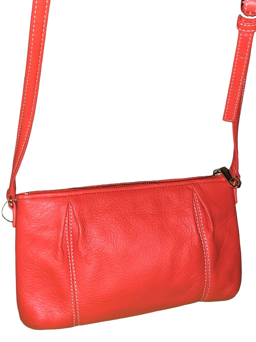 Talbots Pumpkin Orange Pebbled Leather Crossbody Bag